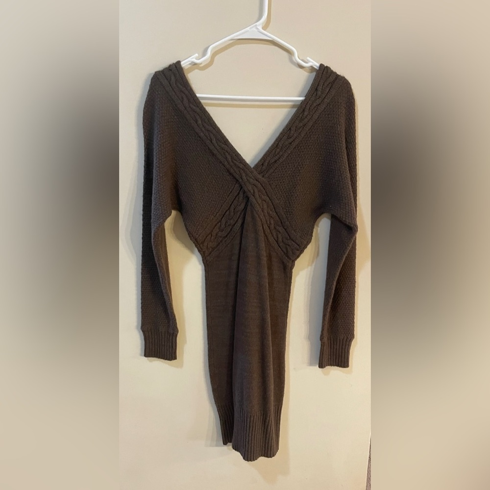 Brown long sleeve knit dress